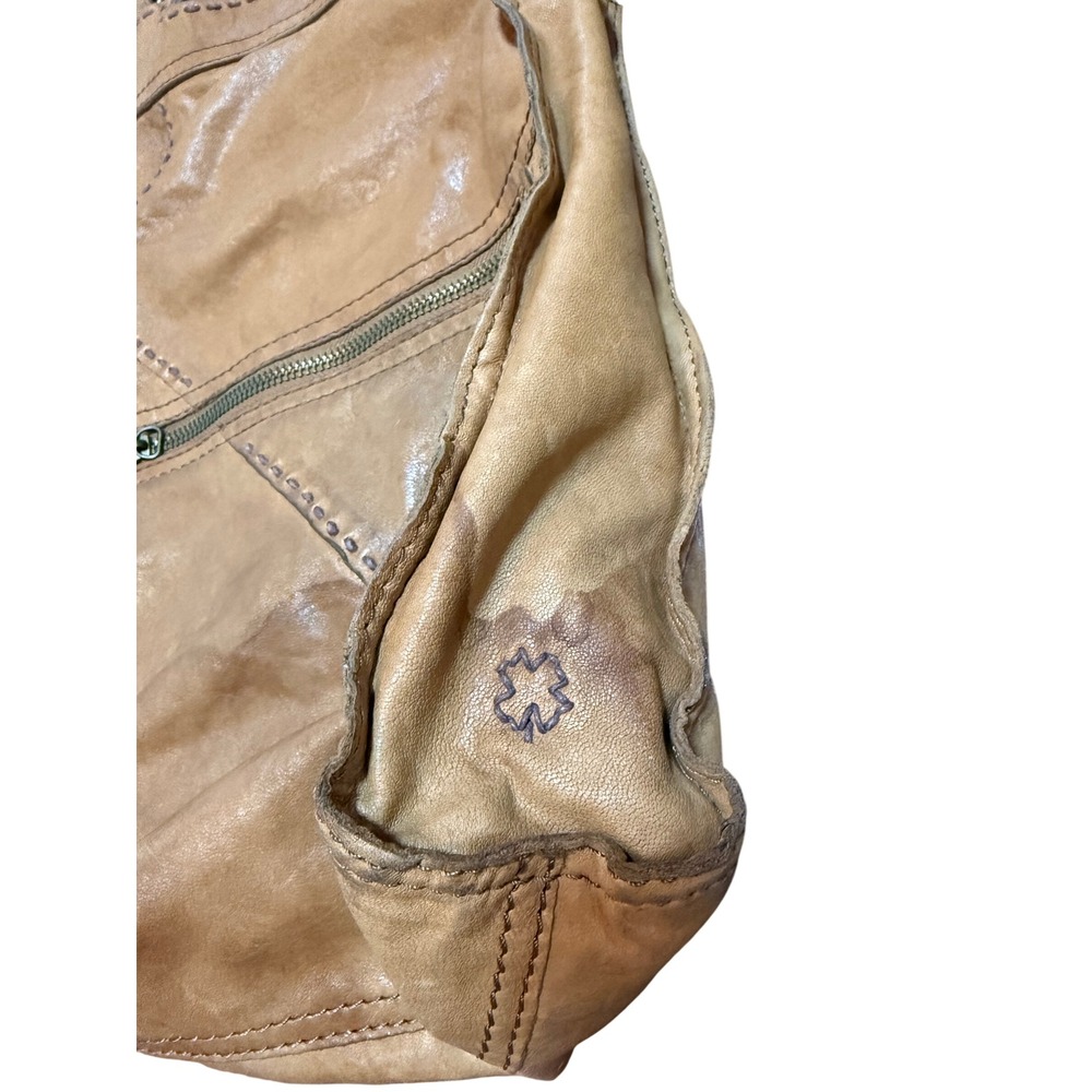 Lucky Brand Abbey Road Lamb Leather Whipstitch Crossbody Messenger Bag Tan Boho - Picture 11 of 16